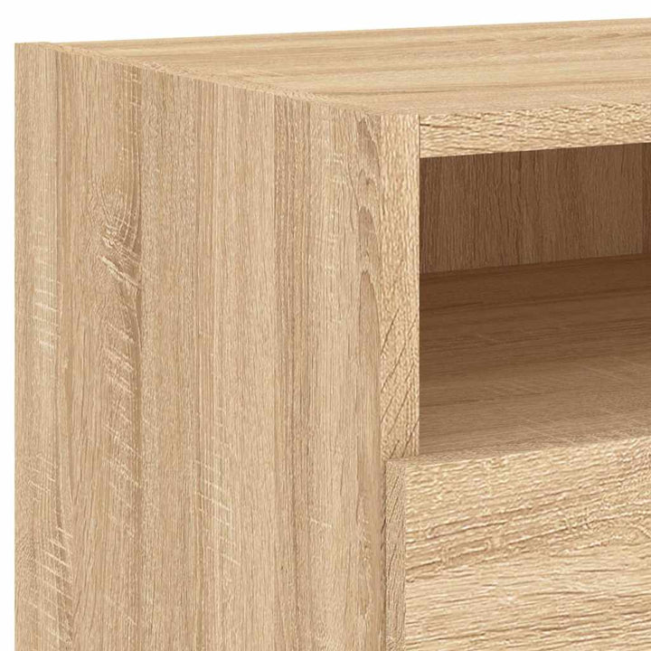 sengebord med LED-lys 40x39x37 cm sonoma-eg