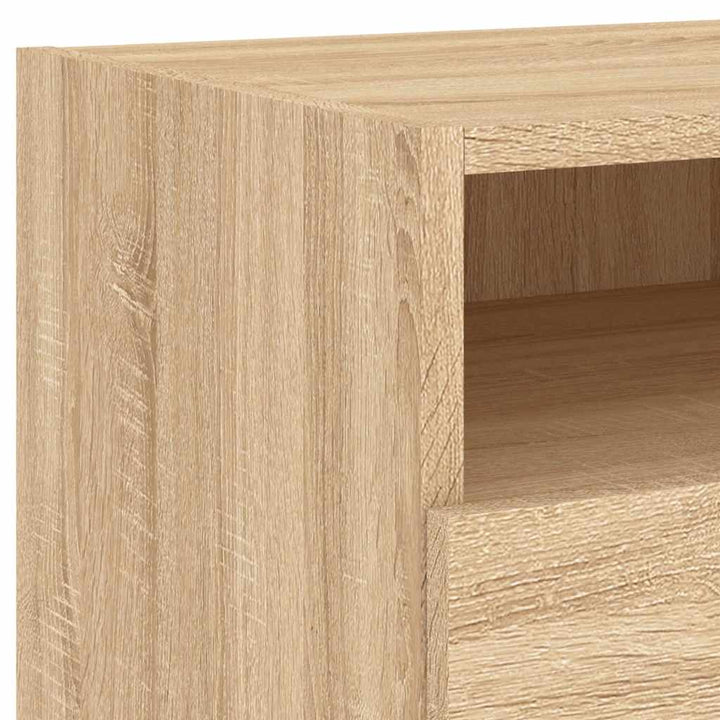 sengeborde 2 stk. med LED-lys 40x39x37 cm sonoma-eg