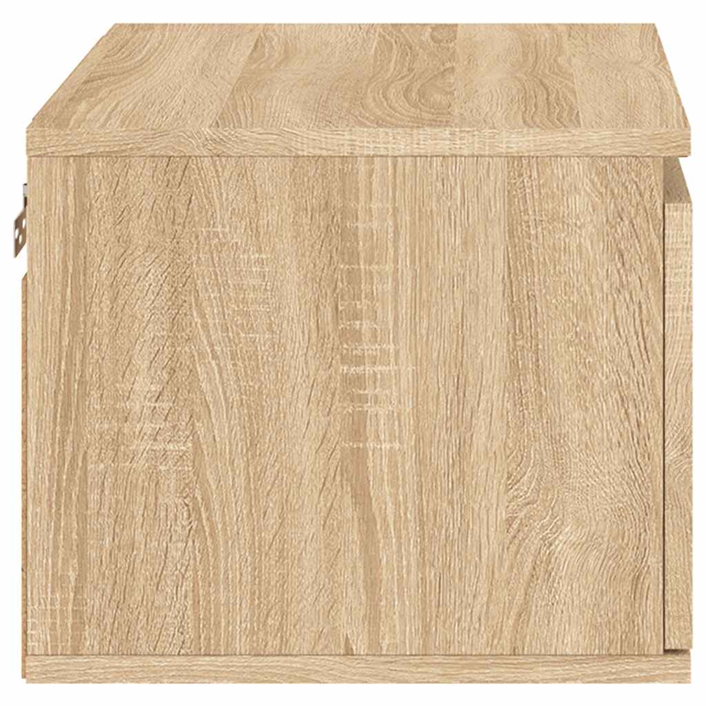 væghængte sengeborde 2 stk. med LED-lys sonoma-eg