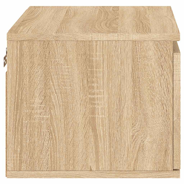 væghængte sengeborde 2 stk. med LED-lys sonoma-eg