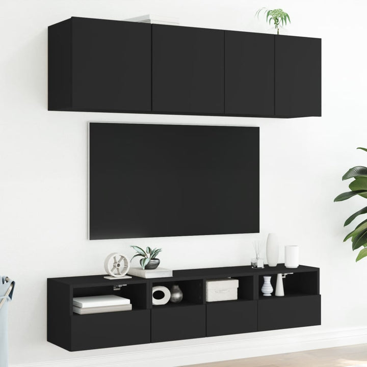 væghængte tv-borde 2 stk. 40x30x30 cm konstrueret træ sort