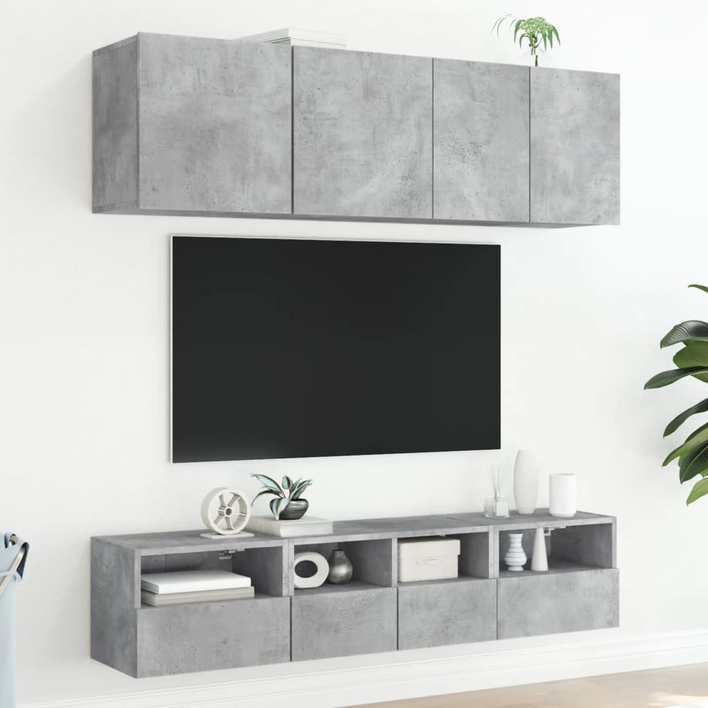 væghængte tv-borde 2 stk. 40x30x30 cm konstrueret træ betongrå