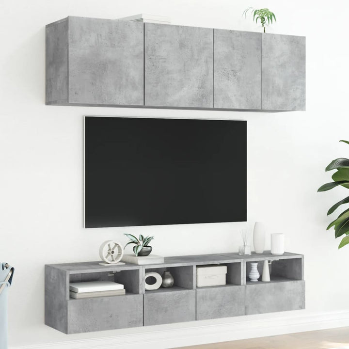væghængte tv-borde 2 stk. 40x30x30 cm konstrueret træ betongrå