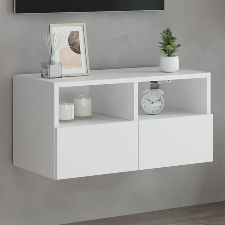 væghængt tv-bord 60x30x30 cm konstrueret træ hvid