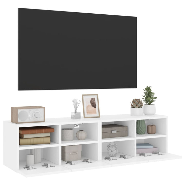 væghængte tv-borde 2 stk. 60x30x30 cm konstrueret træ hvid