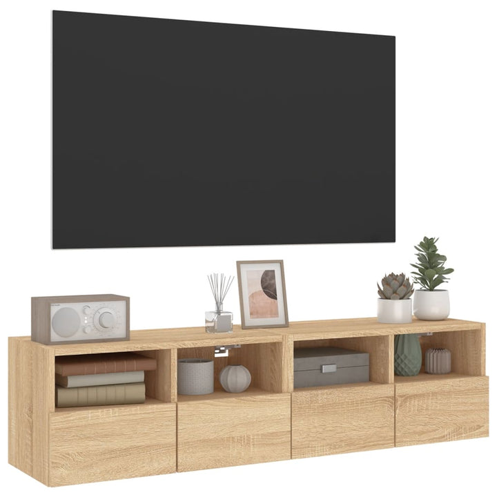væghængte tv-borde 2 stk. 60x30x30 cm konstrueret træ sonoma-eg