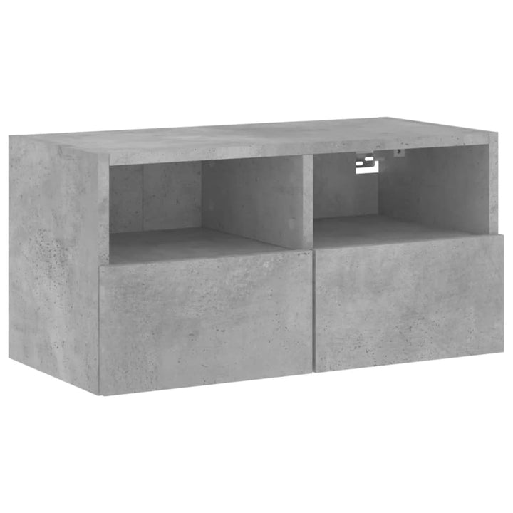 væghængt tv-bord 60x30x30 cm konstrueret træ betongrå