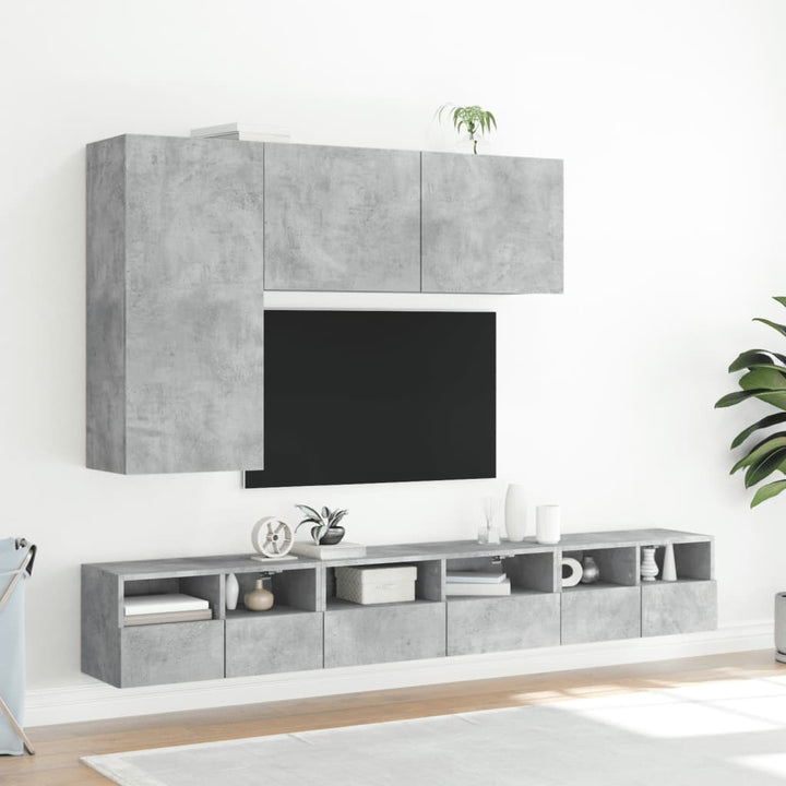 væghængt tv-bord 60x30x30 cm konstrueret træ betongrå