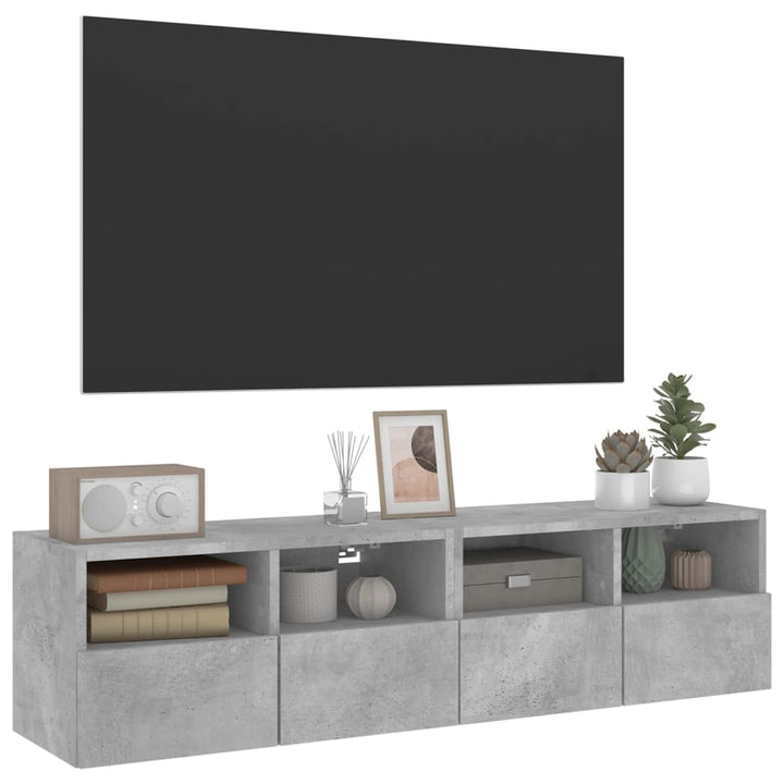 væghængte tv-borde 2 stk. 60x30x30 cm konstrueret træ betongrå