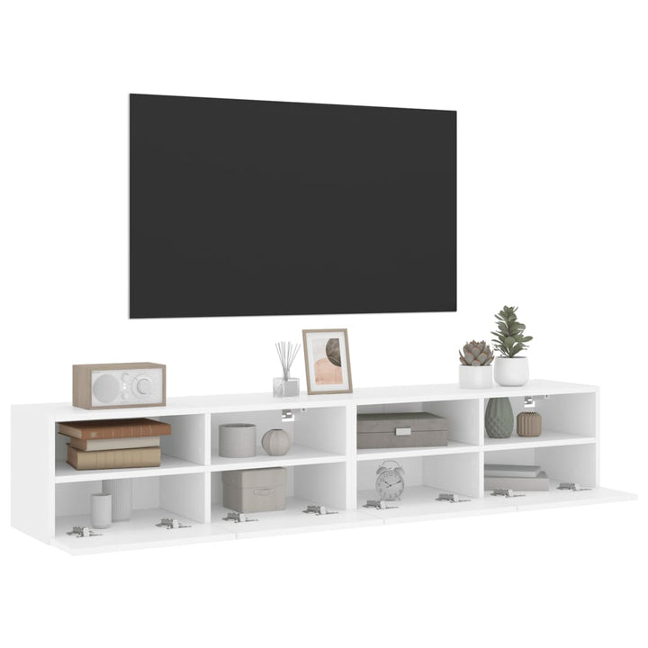 væghængte tv-borde 2 stk. 80x30x30 cm konstrueret træ hvid
