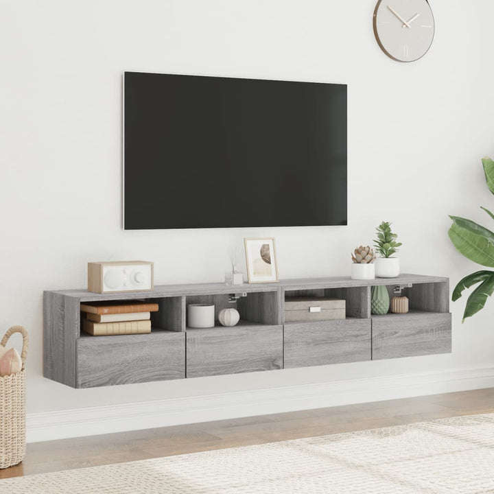 tv-borde 2 stk. til væg 80x30x30 cm konstrueret træ grå sonoma
