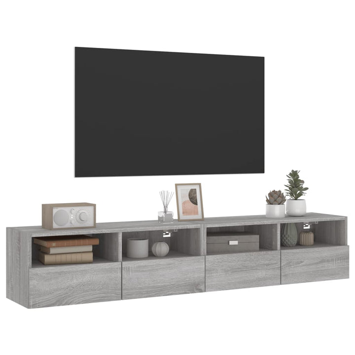 tv-borde 2 stk. til væg 80x30x30 cm konstrueret træ grå sonoma