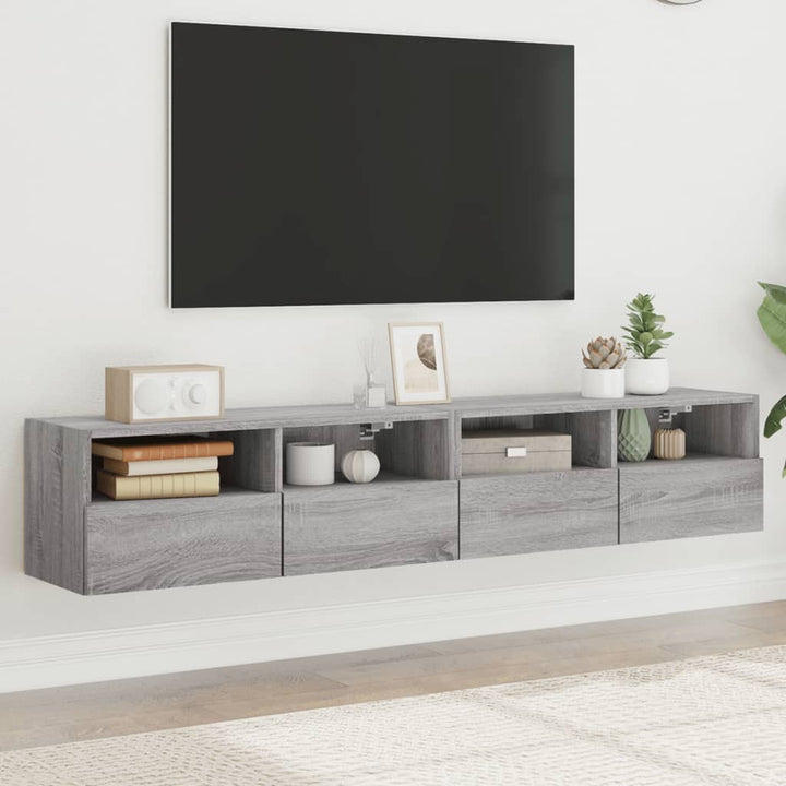 tv-borde 2 stk. til væg 80x30x30 cm konstrueret træ grå sonoma