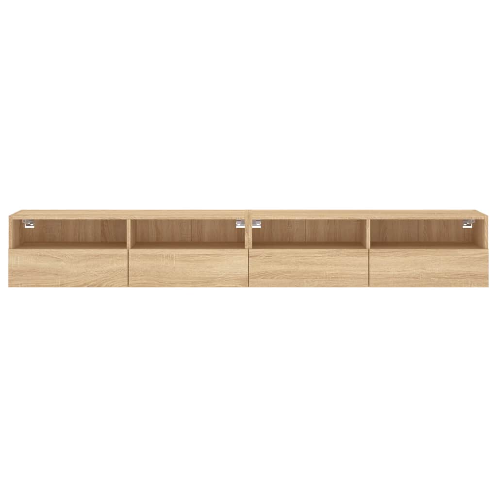 væghængt tv-bord 2 stk. 100x30x30 cm konstrueret træ sonoma-eg