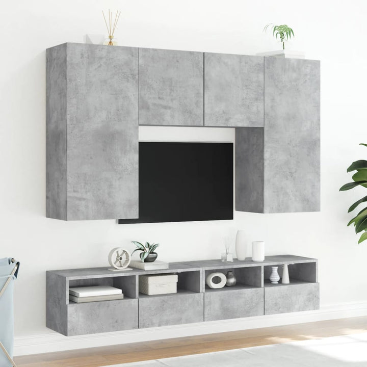 væghængte tv-borde 2 stk. 100x30x30 cm konstrueret træ betongrå