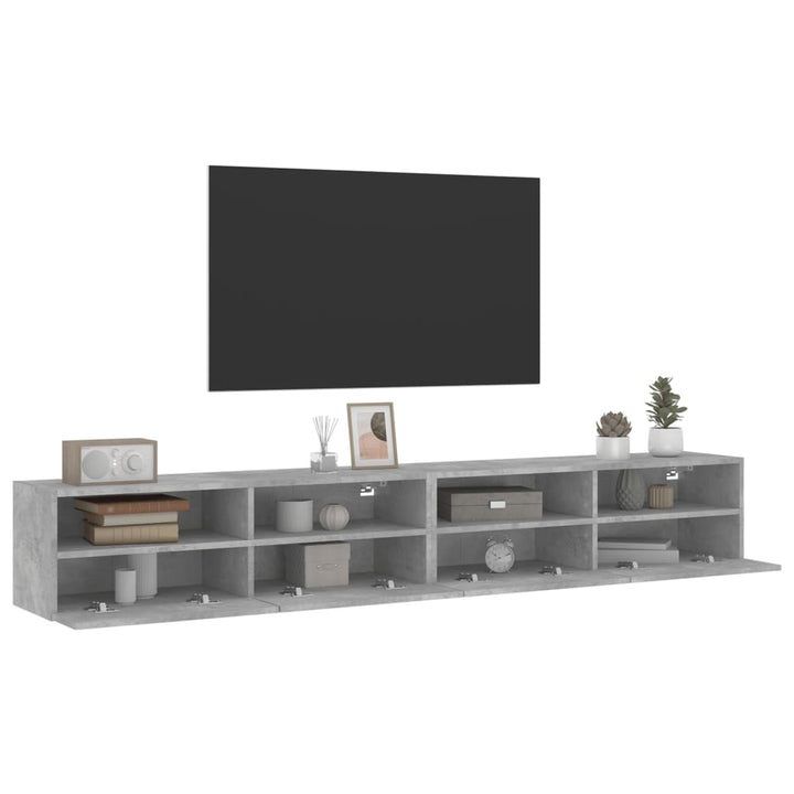 væghængte tv-borde 2 stk. 100x30x30 cm konstrueret træ betongrå