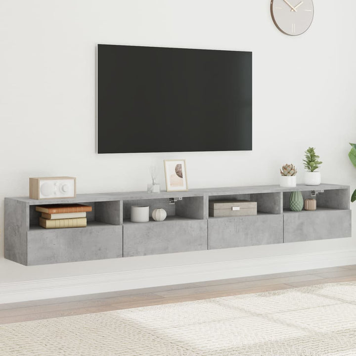 væghængte tv-borde 2 stk. 100x30x30 cm konstrueret træ betongrå