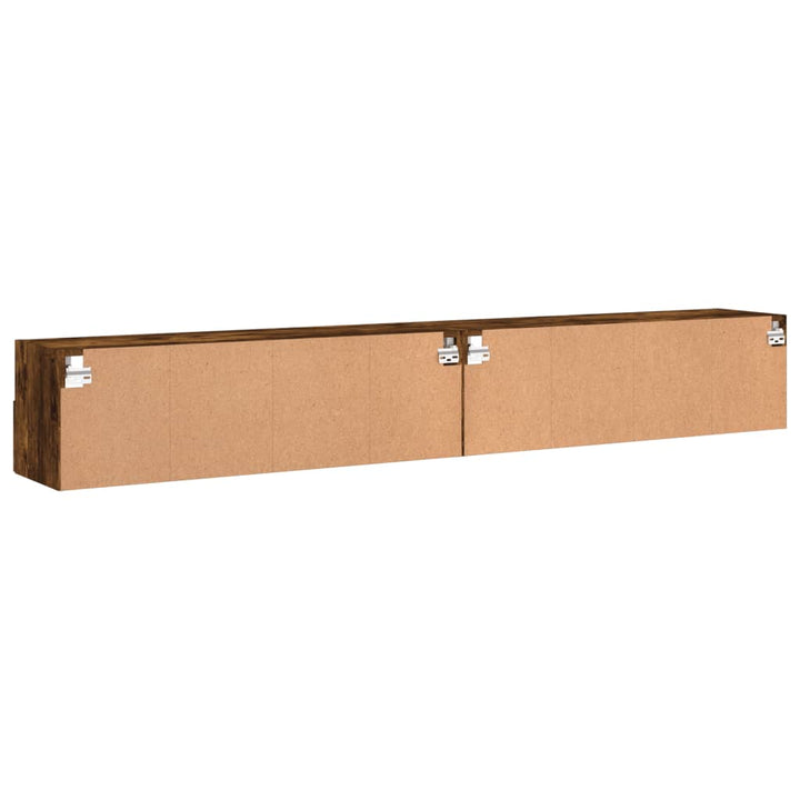 tv-borde til væg 2 stk. 100x30x30 cm konstrueret træ røget eg