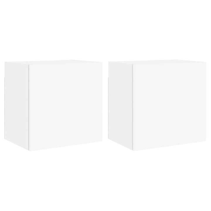 væghængte tv-borde 2 stk. 40,5x30x40 cm konstrueret træ hvid