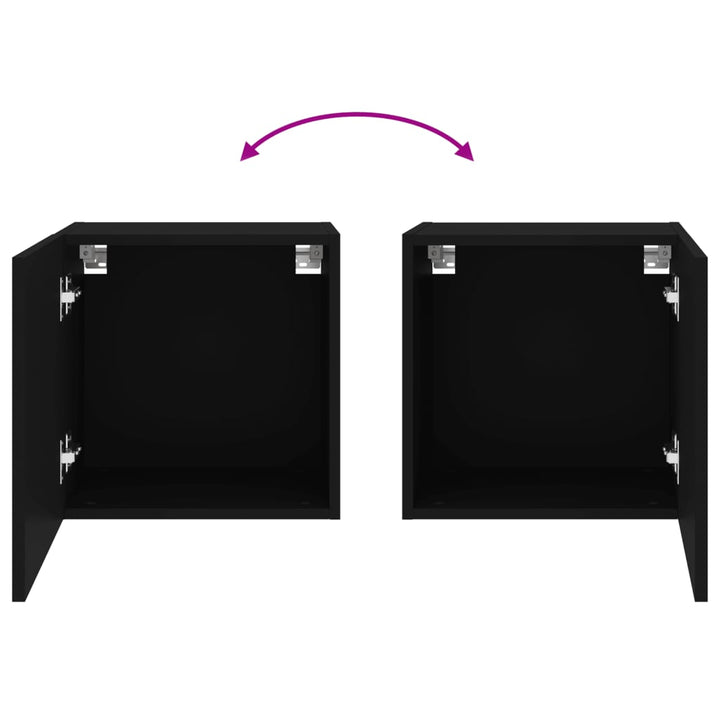 væghængte tv-borde 2 stk. 40,5x30x40 cm konstrueret træ sort
