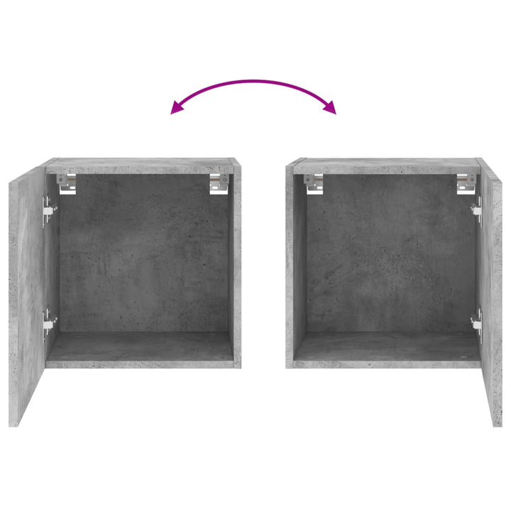 væghængt tv-bord 2 stk. 40,5x30x40 cm konstrueret træ betongrå