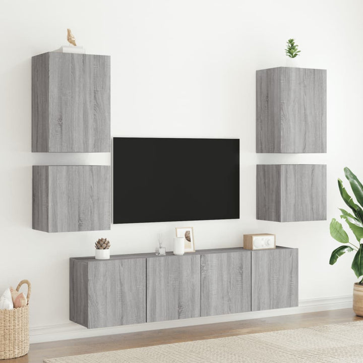 væghængt tv-bord 40,5x30x40 cm konstrueret træ grå sonoma-eg