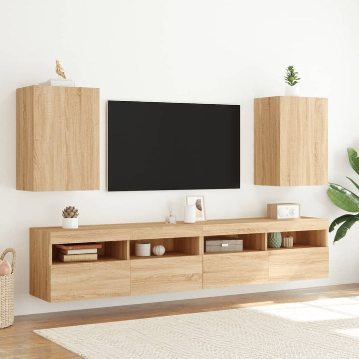 væghængt tv-bord 40,5x30x60 cm konstrueret træ sonoma-eg
