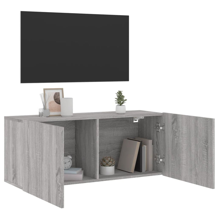 væghængt tv-bord 100x30x41 cm grå sonoma-eg