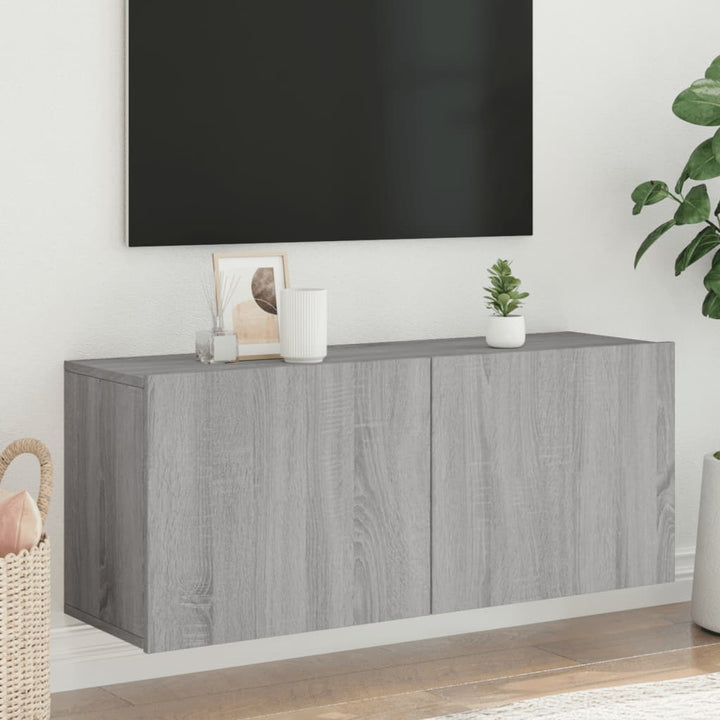 væghængt tv-bord 100x30x41 cm grå sonoma-eg