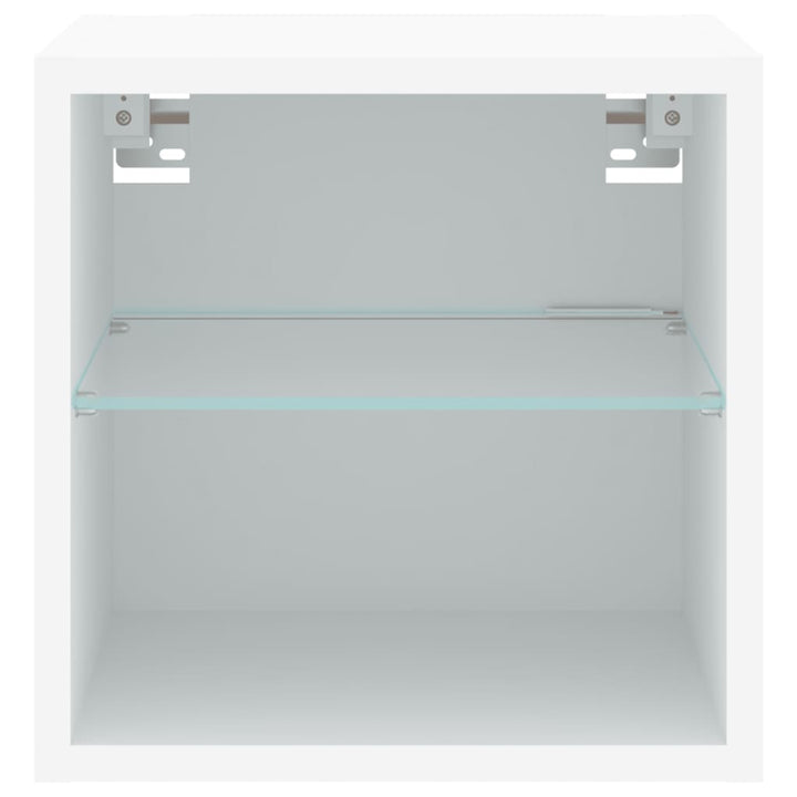 væghængt tv-bord med LED-lys 30x28,5x30 cm hvid