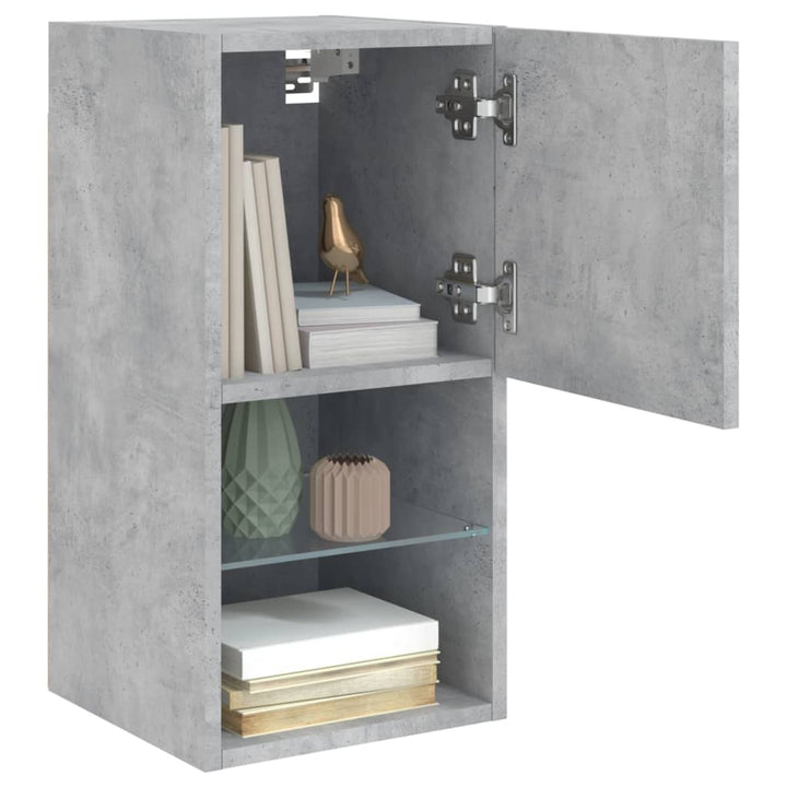 tv-borde med LED-lys 2 stk. 30,5x30x60 cm betongrå