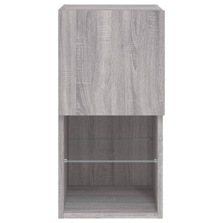 tv-borde 2 stk. med LED-lys 30,5x30x60 cm grå sonoma-eg