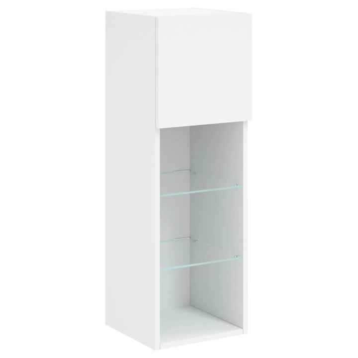 tv-bord med LED-lys 30,5x30x90 cm hvid