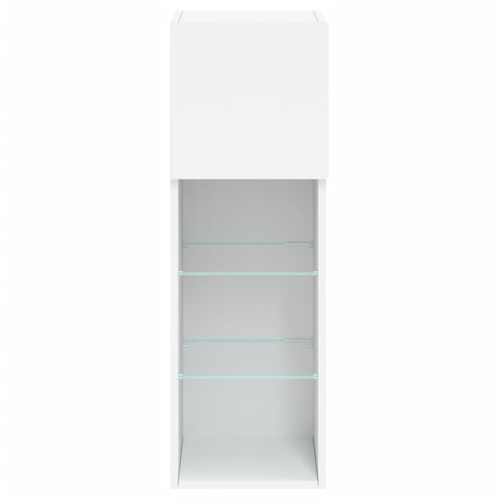 tv-bord med LED-lys 30,5x30x90 cm hvid