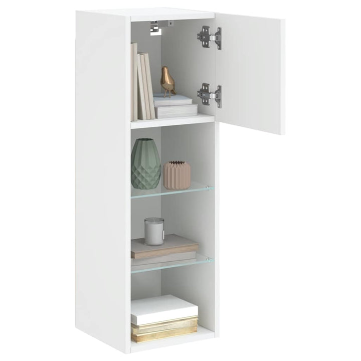 tv-borde 2 stk. med LED-lys 30,5x30x90 cm hvid