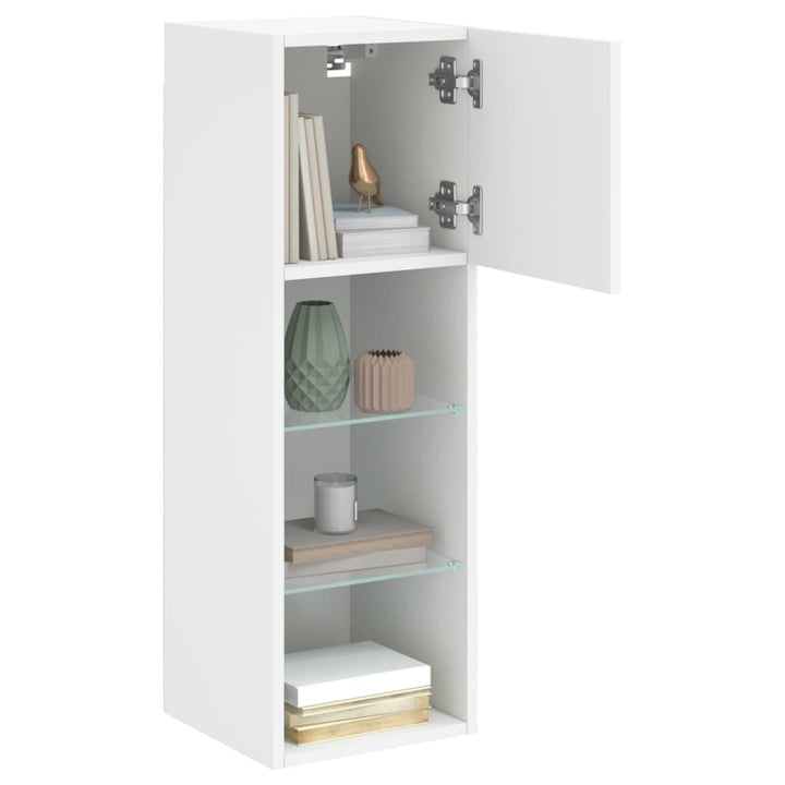 tv-borde 2 stk. med LED-lys 30,5x30x90 cm hvid