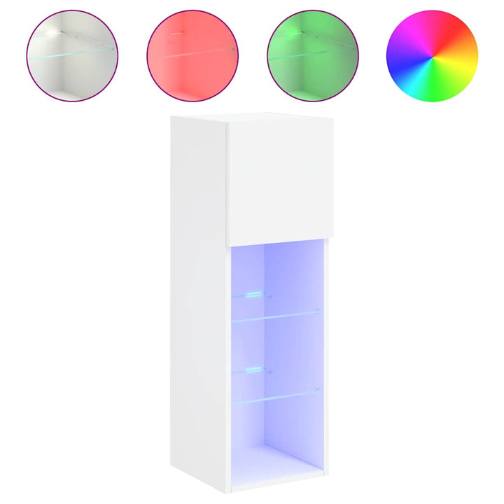 tv-borde 2 stk. med LED-lys 30,5x30x90 cm hvid
