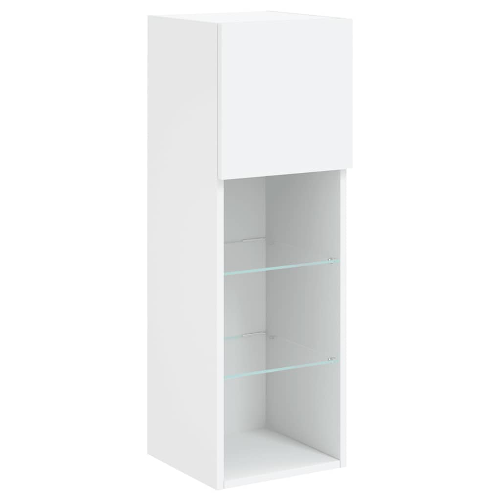 tv-borde 2 stk. med LED-lys 30,5x30x90 cm hvid