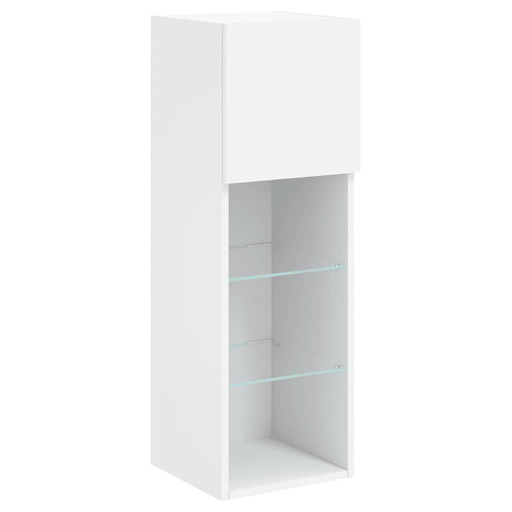 tv-borde 2 stk. med LED-lys 30,5x30x90 cm hvid