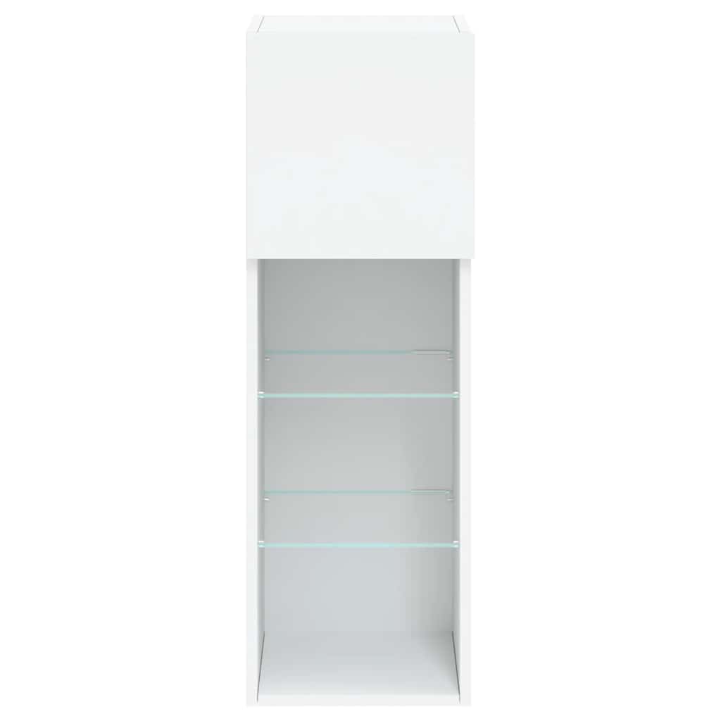 tv-borde 2 stk. med LED-lys 30,5x30x90 cm hvid