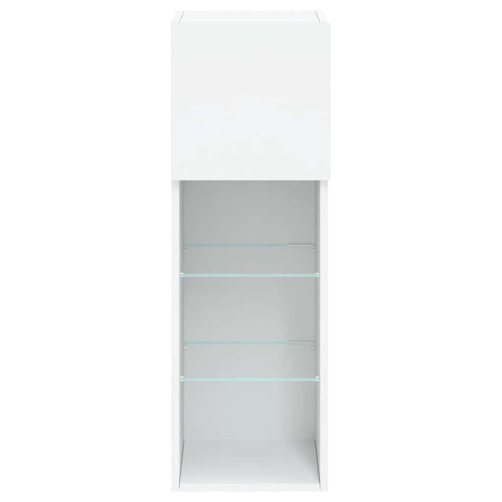 tv-borde 2 stk. med LED-lys 30,5x30x90 cm hvid