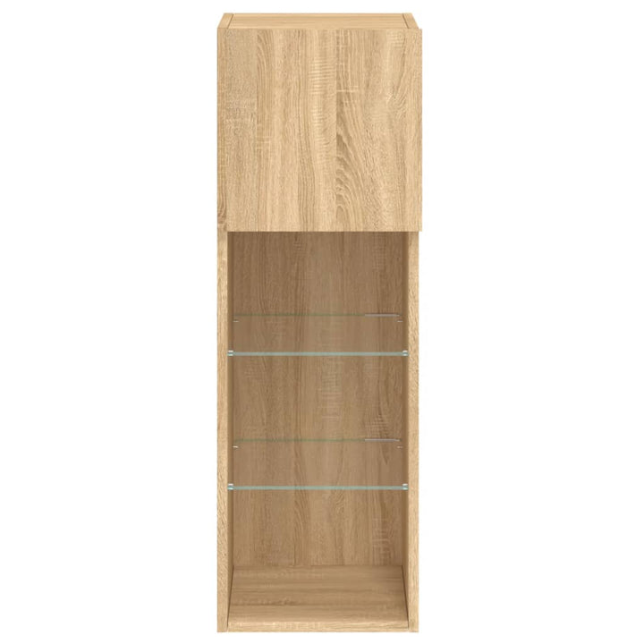 tv-bord med LED-lys 30,5x30x90 cm sonoma-eg