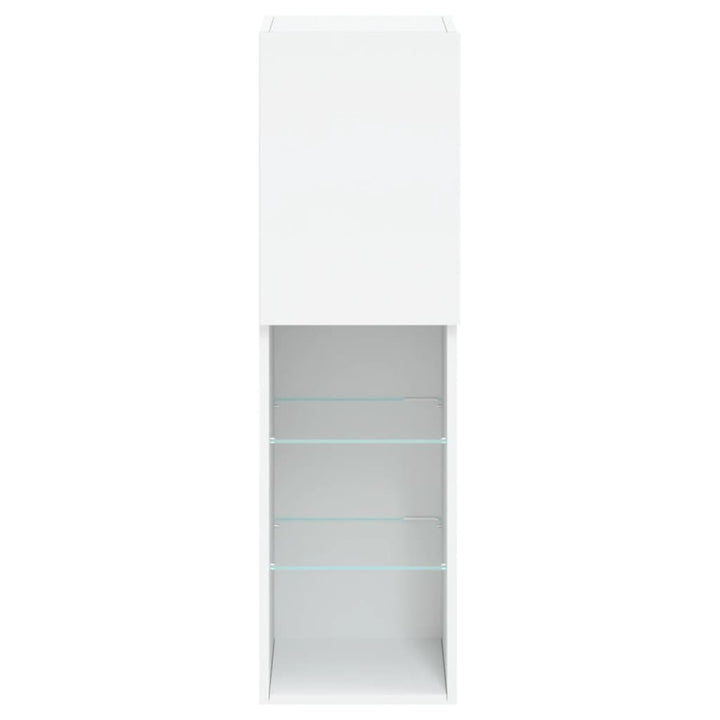 tv-borde 2 stk. med LED-lys 30,5x30x102 cm hvid