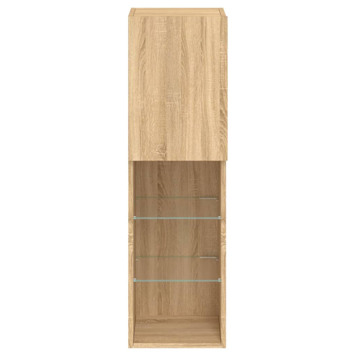 tv-bord med LED-lys 30,5x30x102 cm sonoma-eg