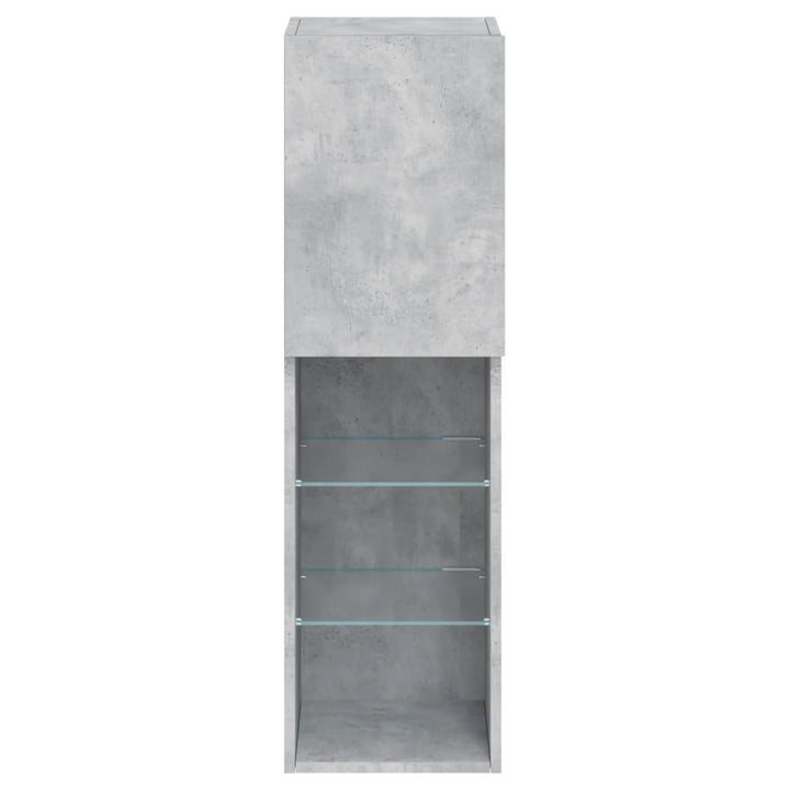 tv-borde 2 stk. med LED-lys 30,5x30x102 cm betongrå