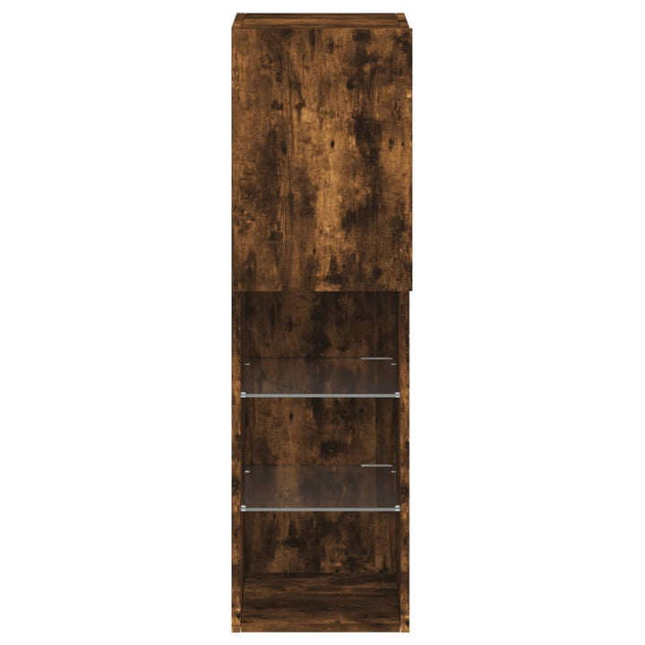 tv-borde med LED-lys 2 stk. 30,5x30x102 cm røget egetræsfarve