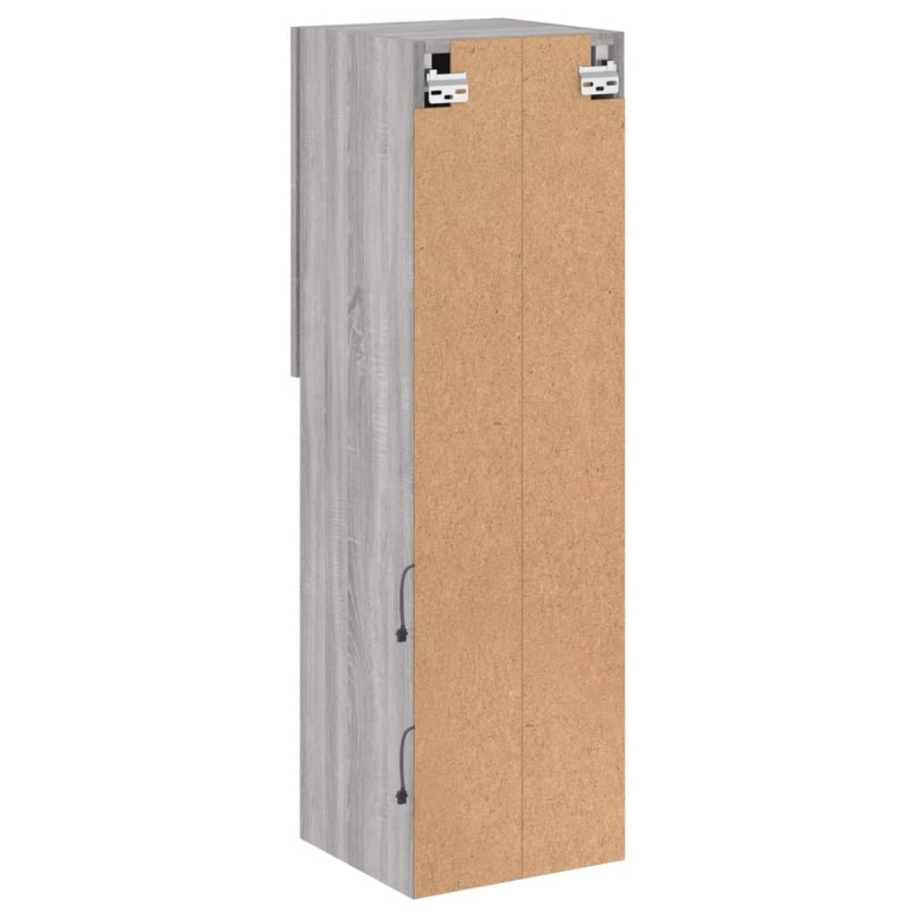 tv-borde 2 stk. med LED-lys 30,5x30x102 cm grå sonoma-eg