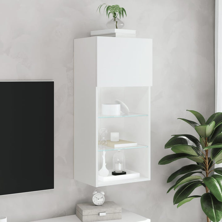 tv-bord med LED-lys 40,5x30x60 cm hvid
