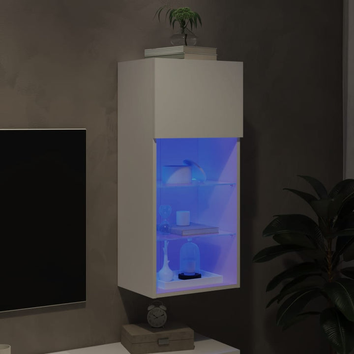 tv-bord med LED-lys 40,5x30x60 cm hvid