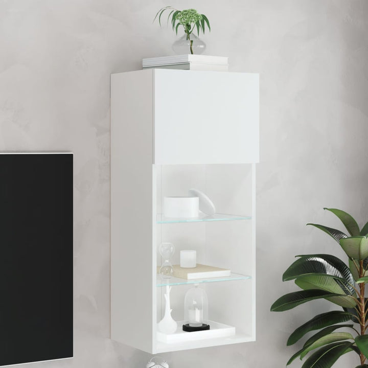 tv-bord med LED-lys 40,5x30x60 cm hvid